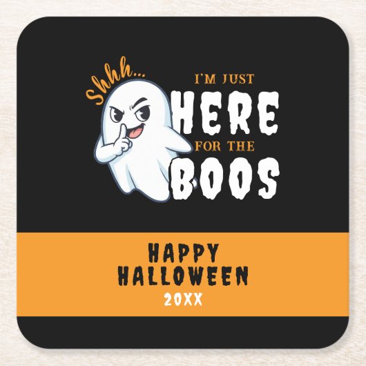 ハロウィンおもしろい幽霊プンジャスト・フォー・ザ・ボス スクエアペーパーコースター (正面)