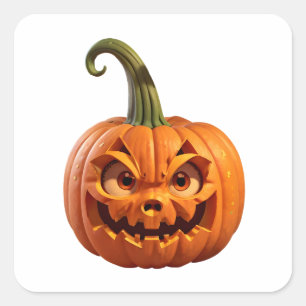 ハロウィンおもしろい彫りのカボチャ スクエアシール
