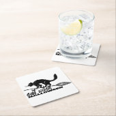 ハロウィンおもしろい猫の魔女オンブロムスティック スクエアペーパーコースター (インサイチュ)