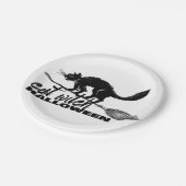 ハロウィンおもしろい猫の魔女オンブロムスティック ペーパープレート (アングル)