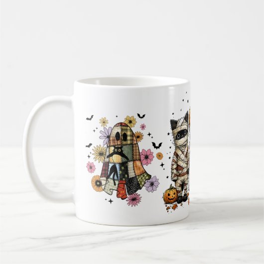 ハロウィンおもしろい猫3匹 コーヒーマグカップ (左)