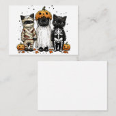 ハロウィンおもしろい猫3匹 ノートカード (正面/裏面)