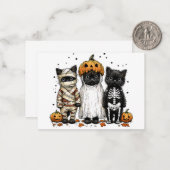 ハロウィンおもしろい猫3匹 ノートカード (正面/裏面インサイチュ)