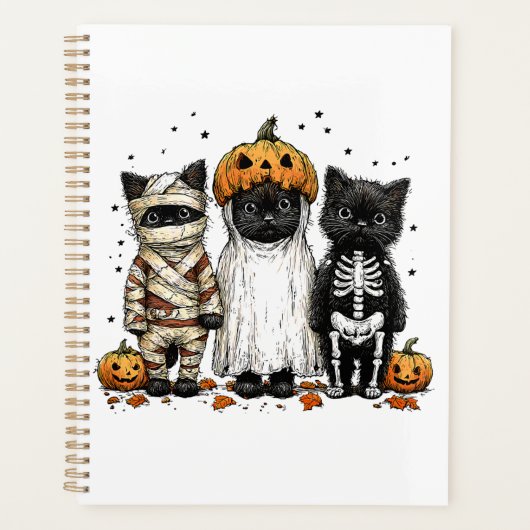 ハロウィンおもしろい猫3匹 プランナー手帳 (正面)