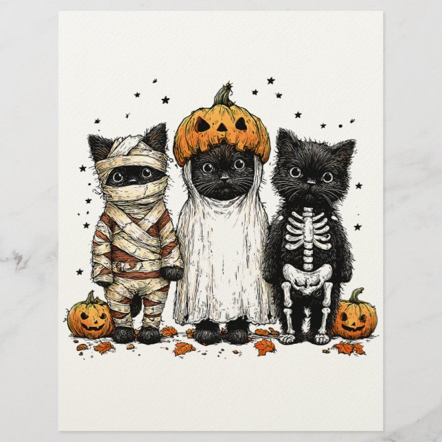 ハロウィンおもしろい猫3匹 レターヘッド (正面)