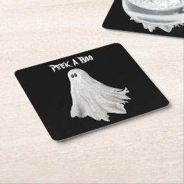 ハロウィンおもしろい過去幽霊スケッチ スクエアペーパーコースター