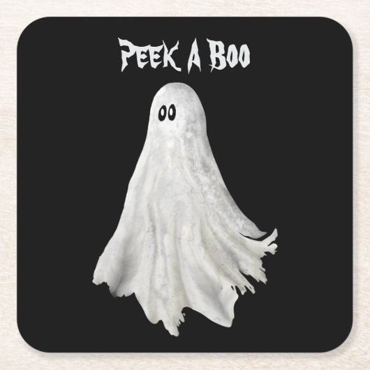 ハロウィンおもしろい過去幽霊スケッチ スクエアペーパーコースター (正面)
