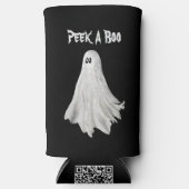 ハロウィンおもしろい過去幽霊スケッチ スリム缶クーラー (正面)