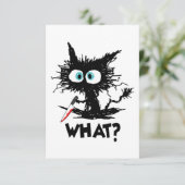 ハロウィンおもしろいWhat – 黒猫とナイフ長Sl サンキューカード (スタンド正面)