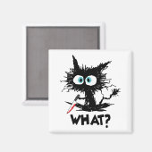 ハロウィンおもしろいWhat – 黒猫とナイフ長Sl マグネット (正面/裏面)