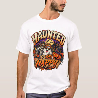 ハロウィンお化けとハッピー Tシャツ