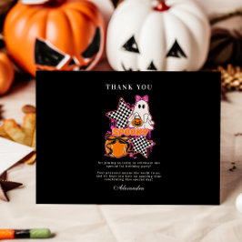 ハロウィンお化けの市松模様 1歳の誕生日 サンキューカード