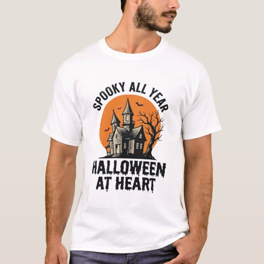 ハロウィンお化け屋敷のビンテージ彫刻Tシャツ Ar Tシャツ (正面)