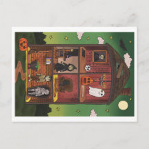ハロウィンお化け屋敷インテリアイラスト