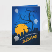 ハロウィンお孫さん 怖い墓地 ゴースト シーズンカード (正面)