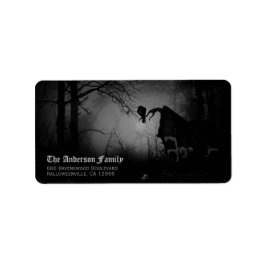 ハロウィンお届け先ラベル 黒ワタリガラス Spooky Black Raven Halloween  ラベル
