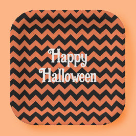ハロウィンお楽しみキッズパーティー用チブロンストライプ ペーパープレート