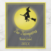 ハロウィンお洒落かわいい不気味魔女の月光 ワインラベル (シングルラベル)