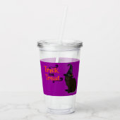 ハロウィンお洒落かわいい魔女キャットパープル アクリルタンブラー (裏面)