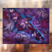 ハロウィンお洒落こうもり抽象芸術パープルブルー ウィンドウサイン (シート2)