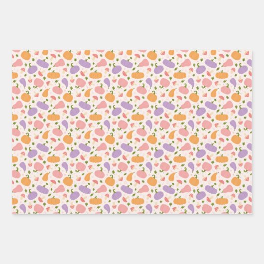 ハロウィンお洒落と秋パターン ラッピングペーパーシート (正面)