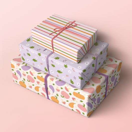 ハロウィンお洒落と秋パターン ラッピングペーパーシート