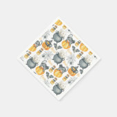 ハロウィンお洒落のカルドロンと猫柄 スタンダードカクテルナプキン (角)