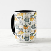 ハロウィンお洒落のカルドロンと猫柄 マグカップ (正面左)