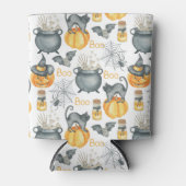 ハロウィンお洒落のカルドロンと猫柄 缶クーラー (正面)