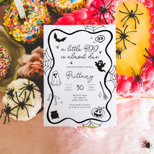 ハロウィンお洒落の落書きベビーシャワー 招待状