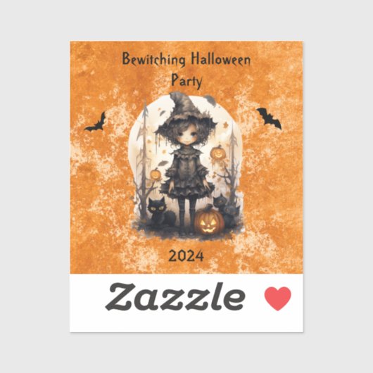 ハロウィンお洒落の魔女と彼女の猫の友人 シール (シート)