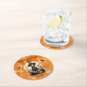 ハロウィンお洒落の魔女と彼女の猫の友人 ラウンドペーパーコースター (インサイチュ)