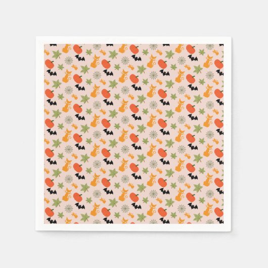 ハロウィンお洒落イラストレーション スタンダードカクテルナプキン (正面)