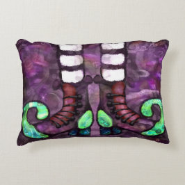 ハロウィンお洒落ウィッチブーツパープルグリーンブラック アクセントクッション