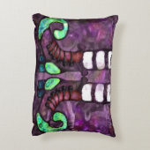 ハロウィンお洒落ウィッチブーツパープルグリーンブラック アクセントクッション (裏面(縦))