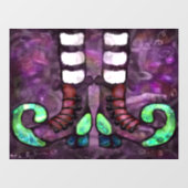ハロウィンお洒落ウィッチブーツパープルグリーンブラック ウィンドウサイン (シート)