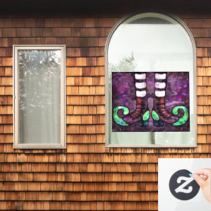 ハロウィンお洒落ウィッチブーツパープルグリーンブラック ウィンドウサイン