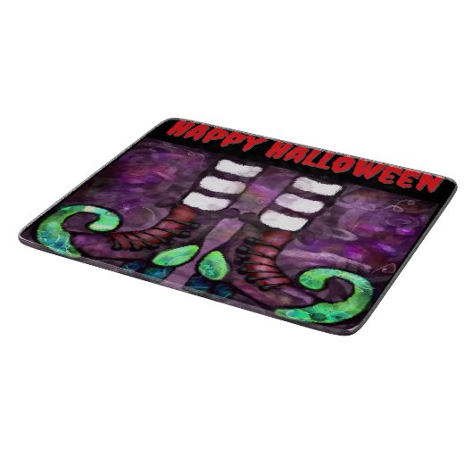 ハロウィンお洒落ウィッチブーツパープルグリーンレッド カッティングボード (角)