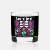 ハロウィンお洒落ウィッチブーツパープルグリーン ウイスキーグラス (正面)