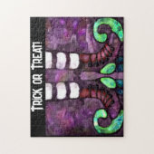 ハロウィンお洒落ウィッチブーツパープルグリーン ジグソーパズル (縦)