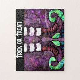 ハロウィンお洒落ウィッチブーツパープルグリーン ジグソーパズル