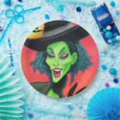 ハロウィンお洒落ウィッチ ペーパープレート (パーティー)