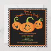 ハロウィンお洒落カボチャ彫刻コスチュームパーティー 招待状 (正面)