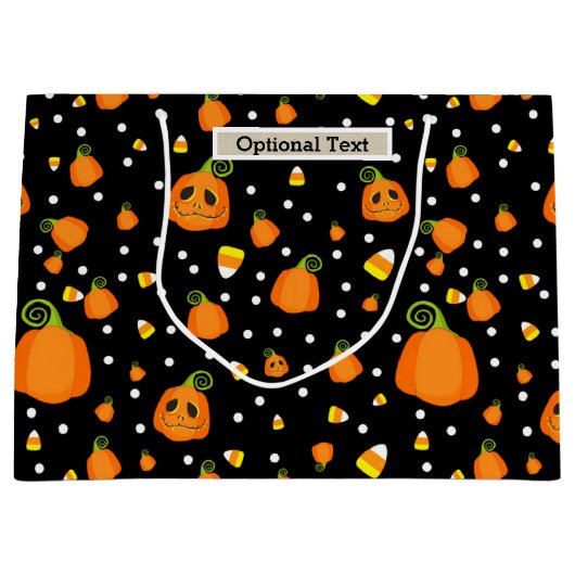 ハロウィンお洒落カボチャ素朴ンクラフト ラージペーパーバッグ (正面)