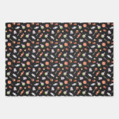 ハロウィンお洒落キャンディとスカル ラッピングペーパーシート (正面)