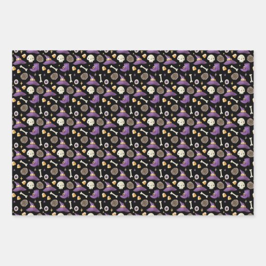 ハロウィンお洒落ギフト包装紙3パック ラッピングペーパーシート (正面2)