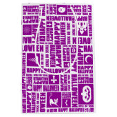 ハロウィンお洒落クールタイポグラフィパターン紫 ミディアムペーパーバッグ (正面)