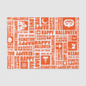 ハロウィンお洒落クールタイポグラフィ模様オレンジ 薄葉紙 (正面)