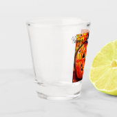 ハロウィンお洒落ジャック – O – ランタン抽象芸術オレンジ ショットグラス (左)