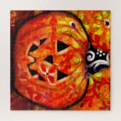 ハロウィンお洒落ハロウィーンのカボチャのちょうちんフローラオレンジ ジグソーパズル (横)